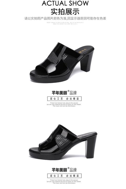 Mesh Summer Heeled Slippers Ladies Shoes for Women Sandals 2023 Peep Toe Outside Women's Rubber Slipper Female Platform Sandals