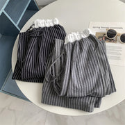 Contrasting Striped Wide Suit Pant 2025 High Waisted Loose Fit Slimming Straight Leg Mop Pants