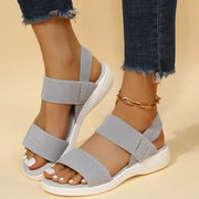 Women's Knit Elastic Cloth Wedge Sandals Slip On Lightweight Walking Sandals Women Plus Size Comfortable Summer Shoes Woman 2023