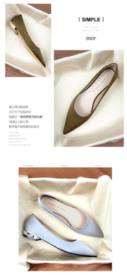 Women Flat Pumps Thin Low Heels for Women Pointed Toe Shallow Slip on Casual Work Office Female Elegant Shoes Zapatillas Mujer