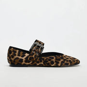 Women Flats New Leopard Print Comfortable Soft Round Toe Flat Shoes for Women Ballet Mary Jane Shoes for Women Zapatos De Mujer