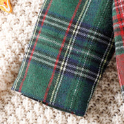Prowow Baby Kids Christmas Outfit Sets For Boys Patchwork Plaid Necktie Shirts +Corduroy Green Overalls Newborn New Year Costume
