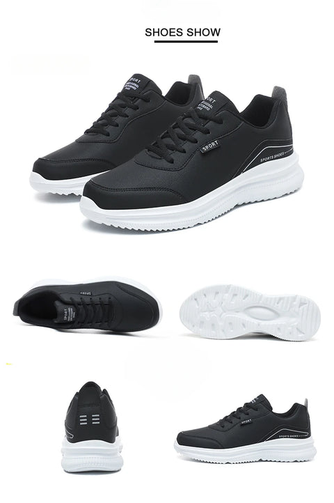 Men Running Shoes Leather Waterproof Anti Slip Sneakers Men Wear-resistant Men Walking Sport Shoes Comfortable Men's Shoes
