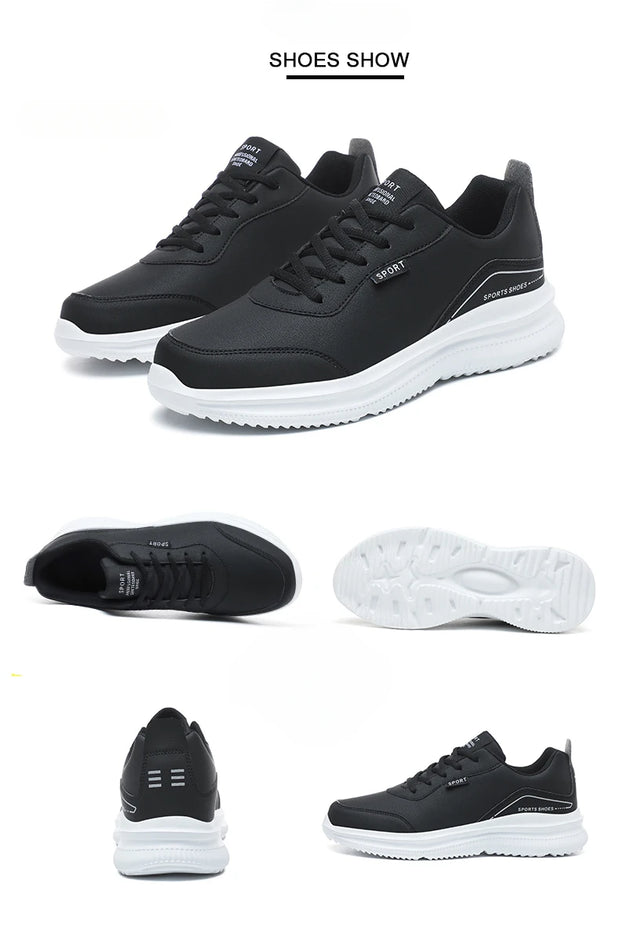 Men Running Shoes Leather Waterproof Anti Slip Sneakers Men Wear-resistant Men Walking Sport Shoes Comfortable Men's Shoes