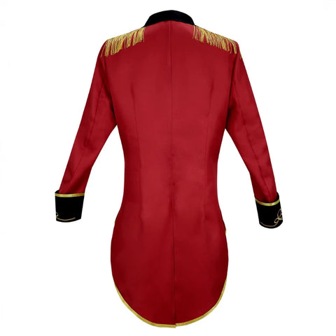 Medieval Men Knight Attire Vintage Stand-up Collar Dress Up Circus Clothes Red Coat Suit for Adults Halloween Carnival Party