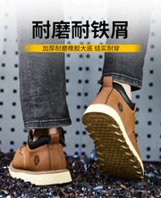Men's safety leather boots Steel toe shoes Puncture-Proof  Work Boots Safety Shoes Men wear resistant Indestructible shoes 2025