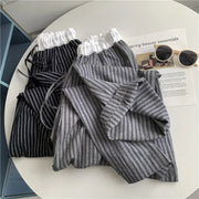 Contrasting Striped Wide Suit Pant 2025 High Waisted Loose Fit Slimming Straight Leg Mop Pants