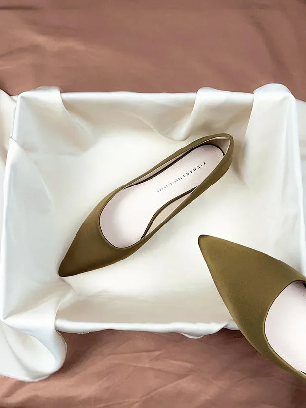 Women Flat Pumps Thin Low Heels for Women Pointed Toe Shallow Slip on Casual Work Office Female Elegant Shoes Zapatillas Mujer