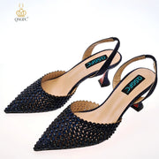 QSGFC New Arrival Popular Cutout Style Italian Design Silver Color Noble Three-Dimensional Bag With Elegant High Heels Shoes