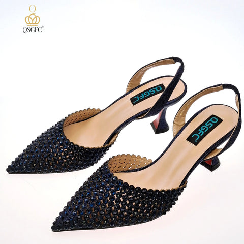QSGFC New Arrival Popular Cutout Style Italian Design Silver Color Noble Three-Dimensional Bag With Elegant High Heels Shoes