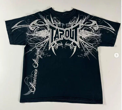 T Shirt Mens New Affliction Harajuku Y2K Hip Hop Water Washed Retro Round Neck Oversized T shirt long sleeve Gothic Couple Tops