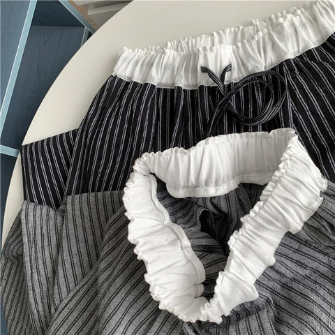 Contrasting Striped Wide Suit Pant 2025 High Waisted Loose Fit Slimming Straight Leg Mop Pants