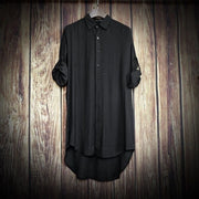 XS-5XL Mens Mid-Length Couple Casual Shirt Streetwear Fashion Korean Version Youth Campus Long-Sleeve Cape Cloak Shirt Mens wear