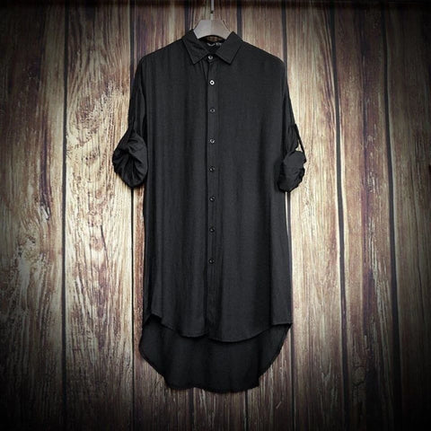 XS-5XL Mens Mid-Length Couple Casual Shirt Streetwear Fashion Korean Version Youth Campus Long-Sleeve Cape Cloak Shirt Mens wear