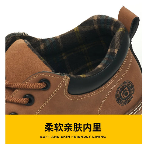 Men's safety leather boots Steel toe shoes Puncture-Proof  Work Boots Safety Shoes Men wear resistant Indestructible shoes 2025
