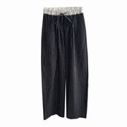 Contrasting Striped Wide Suit Pant 2025 High Waisted Loose Fit Slimming Straight Leg Mop Pants