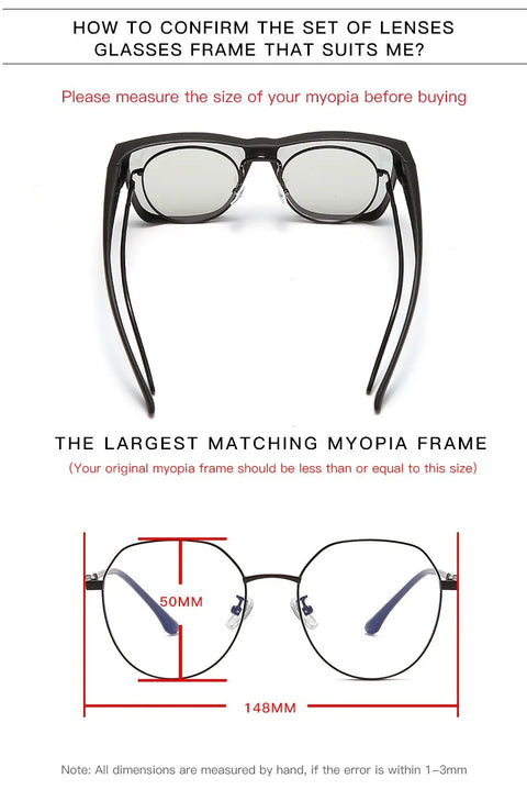 Vintage Polarized Sunglasses Women Men Wear Over Myopia Glasses Photochromic Fishing Cycling Glasses Night Vision Driving Goggle