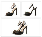 Aneikeh Satin Beaded Peep Toe Heels – Bridal Gladiator Sandals 2026