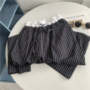 Contrasting Striped Wide Suit Pant 2025 High Waisted Loose Fit Slimming Straight Leg Mop Pants