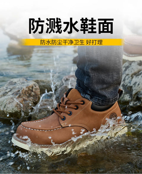 Men's safety leather boots Steel toe shoes Puncture-Proof  Work Boots Safety Shoes Men wear resistant Indestructible shoes 2025