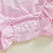 Newborn Infant Baby Girls Sleeveless Pom Front Ruffle Romper Playsuit Jumpsuit Overalls Baby Clothes Easter Outfits