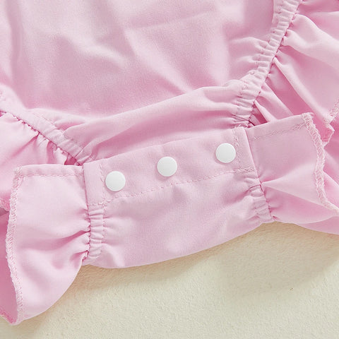 Newborn Infant Baby Girls Sleeveless Pom Front Ruffle Romper Playsuit Jumpsuit Overalls Baby Clothes Easter Outfits