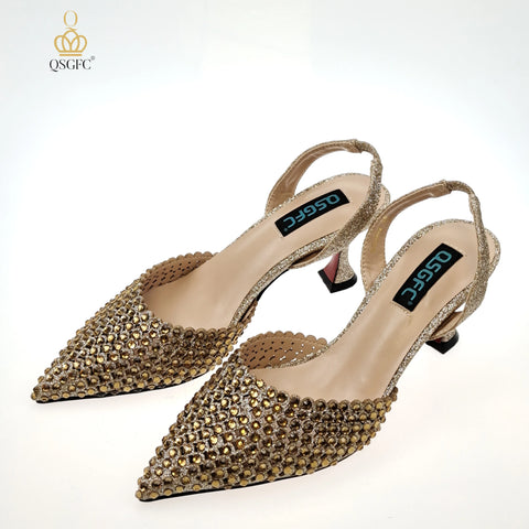 QSGFC New Arrival Popular Cutout Style Italian Design Silver Color Noble Three-Dimensional Bag With Elegant High Heels Shoes