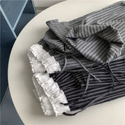 Contrasting Striped Wide Suit Pant 2025 High Waisted Loose Fit Slimming Straight Leg Mop Pants