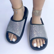 2025 women's/men new women's shoes with diamond face, thin flash thick bottom slippers sandals outdoor beach slippers 36-45