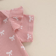 3pcs Newest Summer Toddler Infant Baby Girl Cotton Casual Outfits Set Bow Print Bodysuit+Shorts+Headband Cute Baby Clothes