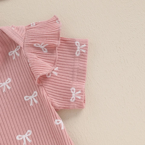 3pcs Newest Summer Toddler Infant Baby Girl Cotton Casual Outfits Set Bow Print Bodysuit+Shorts+Headband Cute Baby Clothes