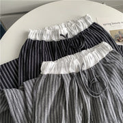Contrasting Striped Wide Suit Pant 2025 High Waisted Loose Fit Slimming Straight Leg Mop Pants