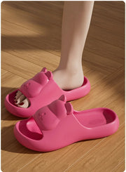 Summer Women's Cute Bear Slippers Cartoon Bathroom Flip Flops Anti Slip Light EVA Soft Sole Shoes Outdoor Sandals Beach Slides