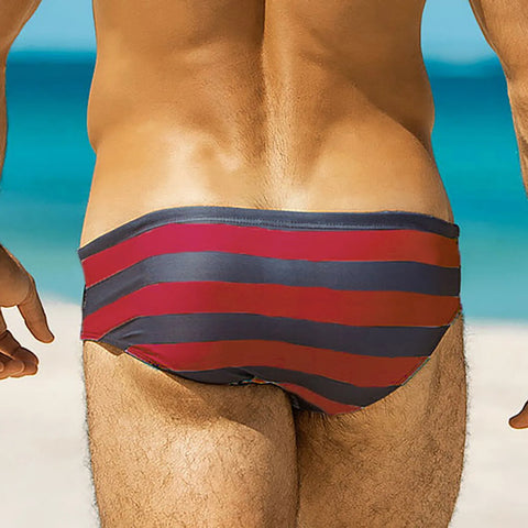 Men Striped Swim Briefs Swimwear Sexy Male Swimming Trunks Beach Short Surfing Summer Swimsuit Bikini Pants Bañador Corto Hombre