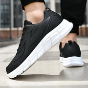 YRZL Black Running Shoes Leather Waterproof Athletic Sneakers Men Wear-resistant Men Walking Sport Shoes Comfortable Men Shoes