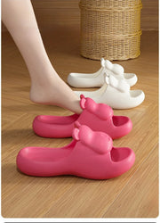 Summer Women's Cute Bear Slippers Cartoon Bathroom Flip Flops Anti Slip Light EVA Soft Sole Shoes Outdoor Sandals Beach Slides