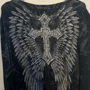 T Shirt Mens New Affliction Harajuku Y2K Hip Hop Water Washed Retro Round Neck Oversized T shirt long sleeve Gothic Couple Tops