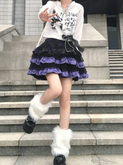 Girls Miniskirt Woman Clothing Harajuku Subculture Skirts Retro Lolita Lace Cake Short Dress Summer Punk Cosplay Layered Skirt