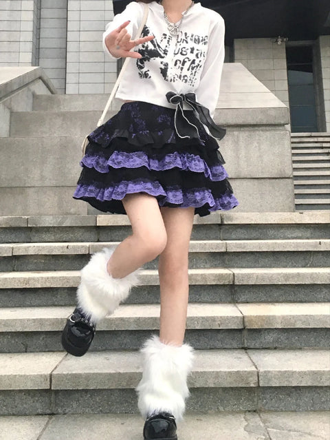 Girls Miniskirt Woman Clothing Harajuku Subculture Skirts Retro Lolita Lace Cake Short Dress Summer Punk Cosplay Layered Skirt