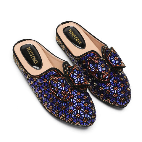 Flat INS Style Luxury Designer Elegant Party Slippers Anti-Slip Comfortable and Casual Wedding Half Shoes