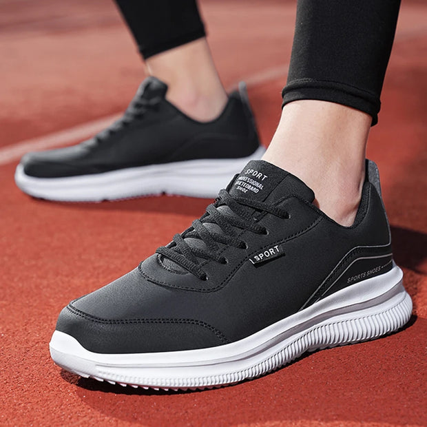 Men Running Shoes Leather Waterproof Anti Slip Sneakers Men Wear-resistant Men Walking Sport Shoes Comfortable Men's Shoes