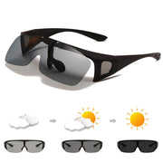 Flip Up Polarized Sunglasses Men Wear Over Myopia Eyeglasses Photochromic Fishing Cycling Glasses Night Vision Driving Goggles