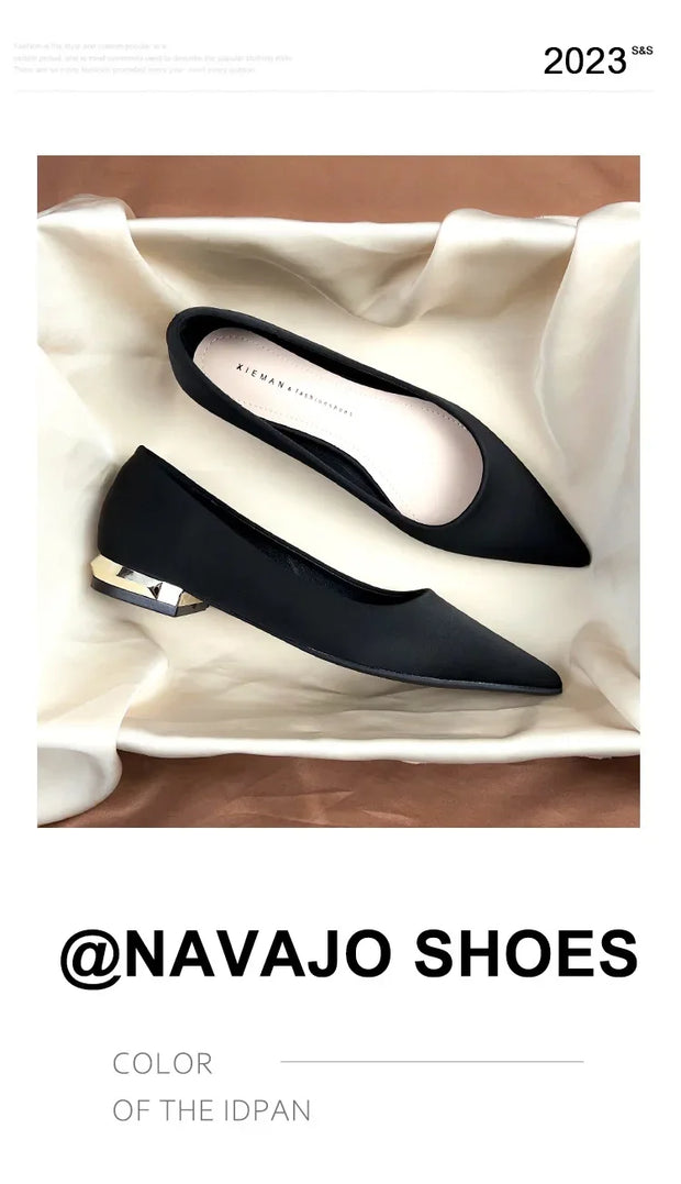 Women Flat Pumps Thin Low Heels for Women Pointed Toe Shallow Slip on Casual Work Office Female Elegant Shoes Zapatillas Mujer