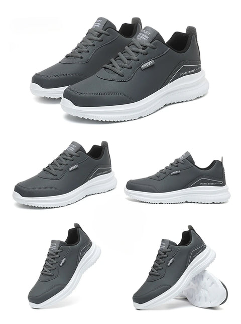 Men Running Shoes Leather Waterproof Anti Slip Sneakers Men Wear-resistant Men Walking Sport Shoes Comfortable Men's Shoes