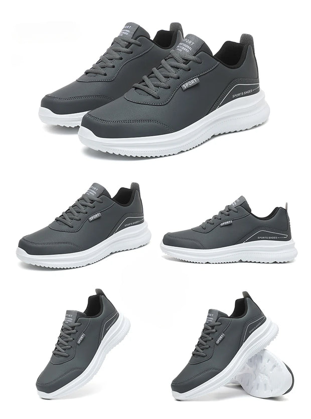 Men Running Shoes Leather Waterproof Anti Slip Sneakers Men Wear-resistant Men Walking Sport Shoes Comfortable Men's Shoes
