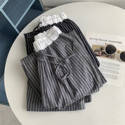 Contrasting Striped Wide Suit Pant 2025 High Waisted Loose Fit Slimming Straight Leg Mop Pants