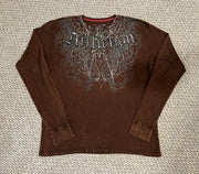 T Shirt Mens New Affliction Harajuku Y2K Hip Hop Water Washed Retro Round Neck Oversized T shirt long sleeve Gothic Couple Tops