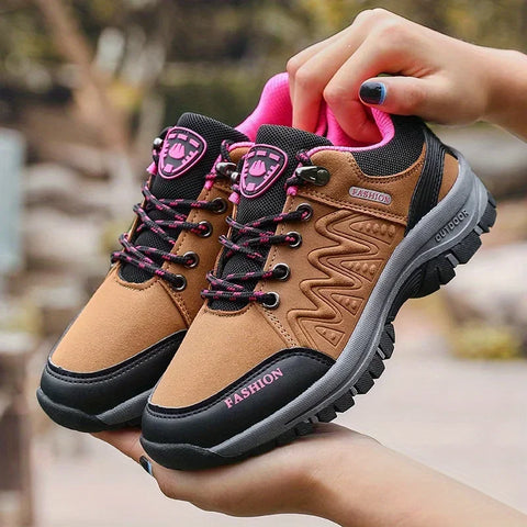 Retro Women's Hiking Shoes Summer Fashion Version Anti Slip Thick Soled Shoes Outdoor Fitness Training Lace Up Casual Sneakers