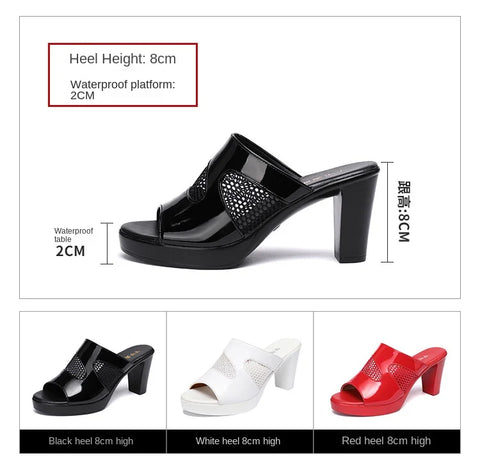 Mesh Summer Heeled Slippers Ladies Shoes for Women Sandals 2023 Peep Toe Outside Women's Rubber Slipper Female Platform Sandals