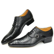 Men Dress Shoes Formal Oxfords Serpentine&Metal Buckle Decorate Wedding Wear Elegant Casual Leather  Zapatos De Hombre Best Gift